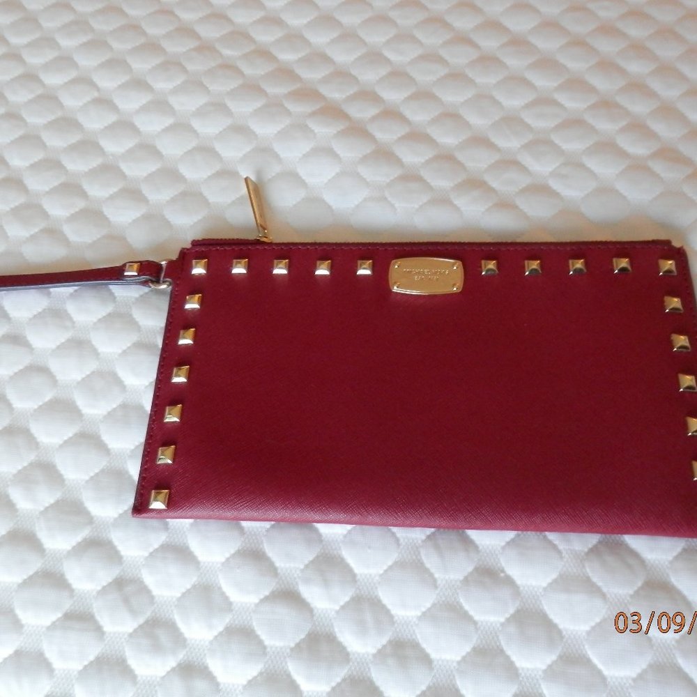 Michael Kors Women's Red / Gold Wristlet Zippered Closure